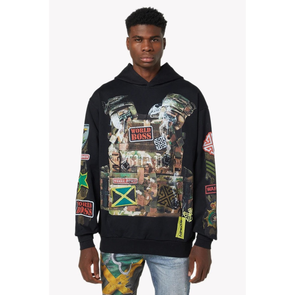 Guapi Kartel Commandment 001 World Boss Black Graphic Hoodie Mens Large NWT